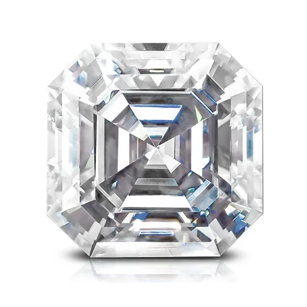 White Asscher Shape Moissanite