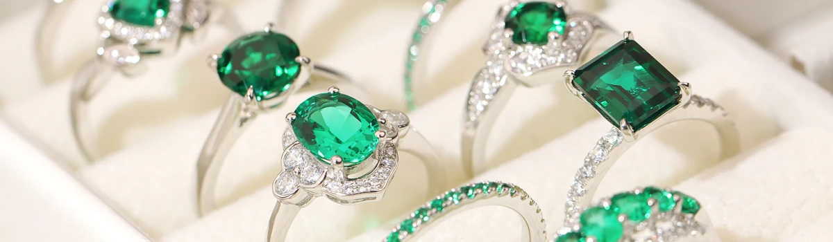 lab created emerald engagement ring